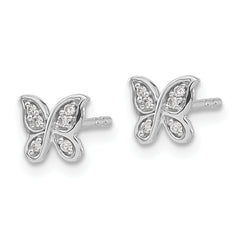 14k White Gold Diamond Butterfly Post Earrings