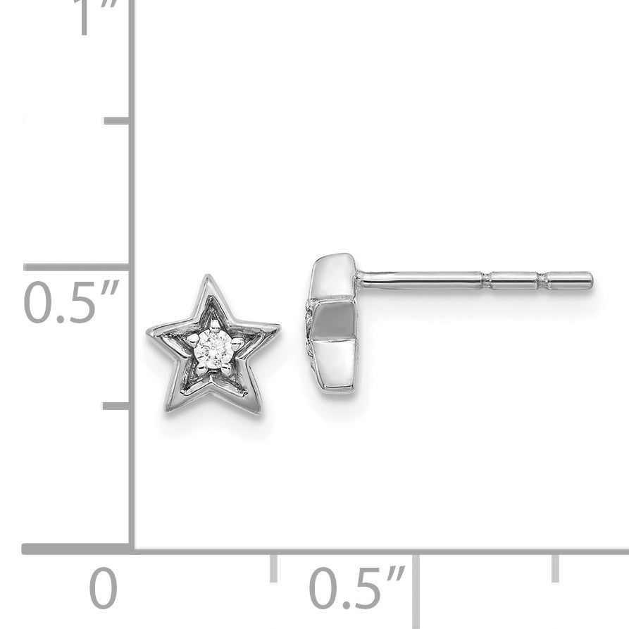 14k White Gold Diamond Star Post Earrings