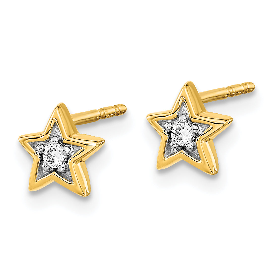 14k Gold Diamond Star Post Earrings