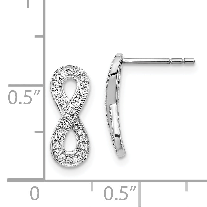 14k White Gold Diamond Infinity Earrings