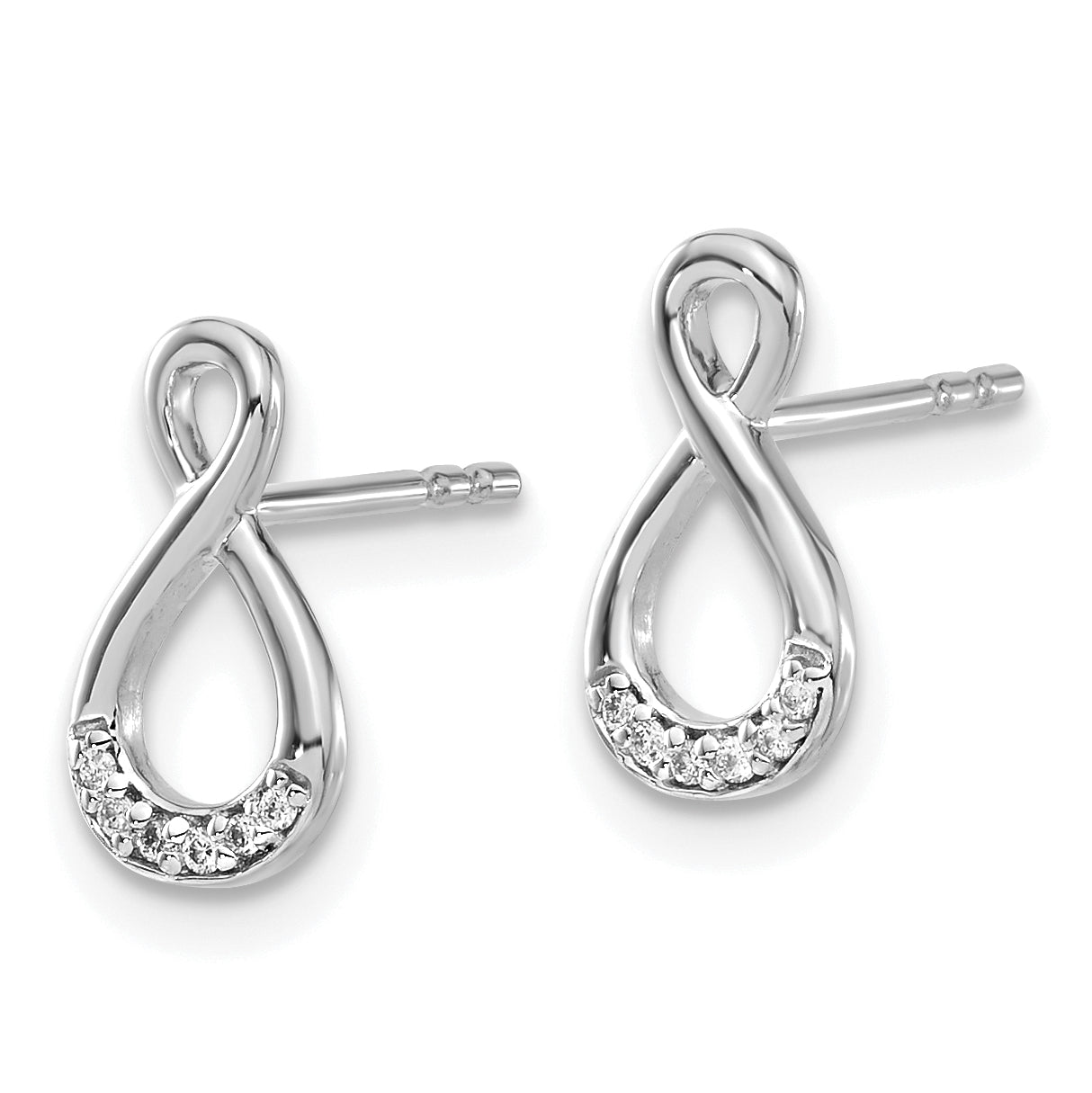 14k White Gold Diamond Twisted Post Earrings