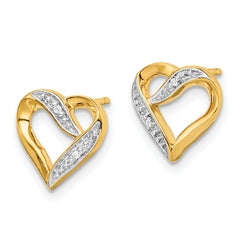 14k and Rhodium Marquise Diamond Heart Post Earrings