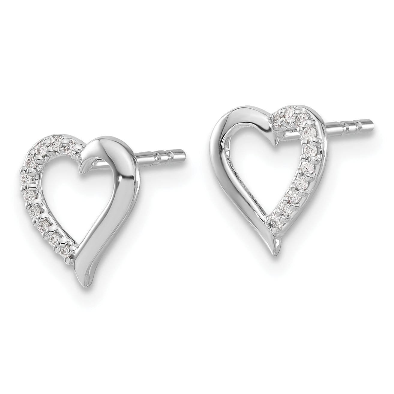 14k White Gold Diamond Heart Earrings