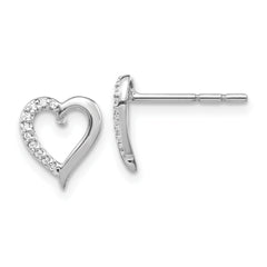 14k White Gold Diamond Heart Earrings