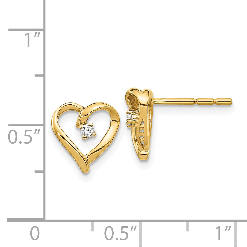 14k AA Diamond Heart Earrings