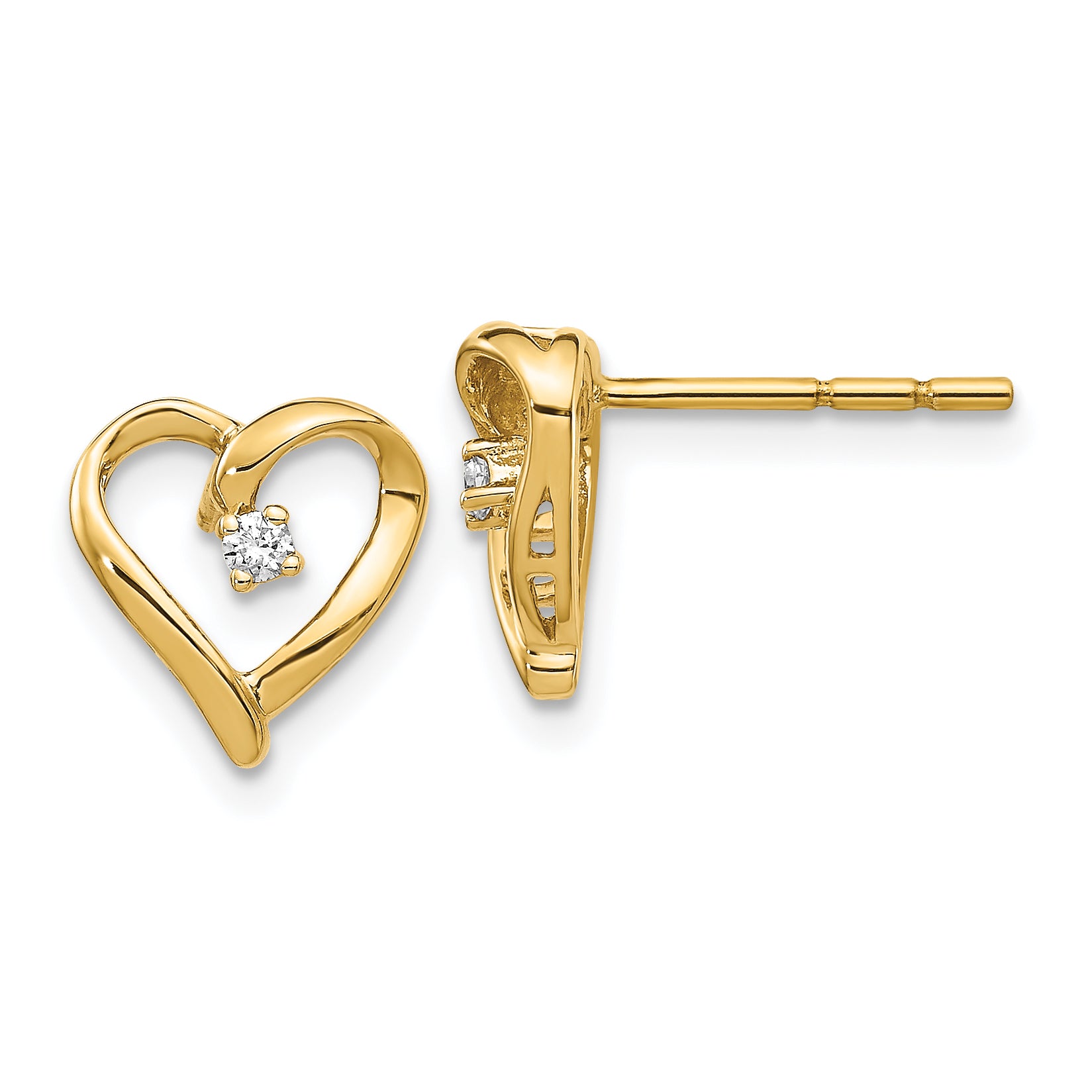 14k AA Diamond Heart Earrings