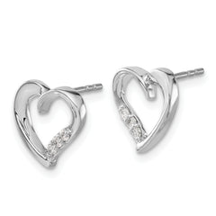 14k White Gold Diamond Heart Earrings