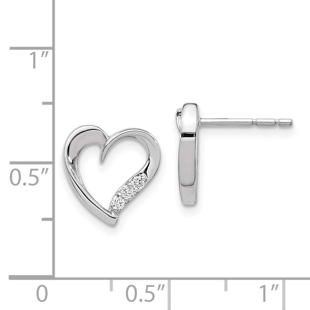 14k White Gold Diamond Heart Earrings