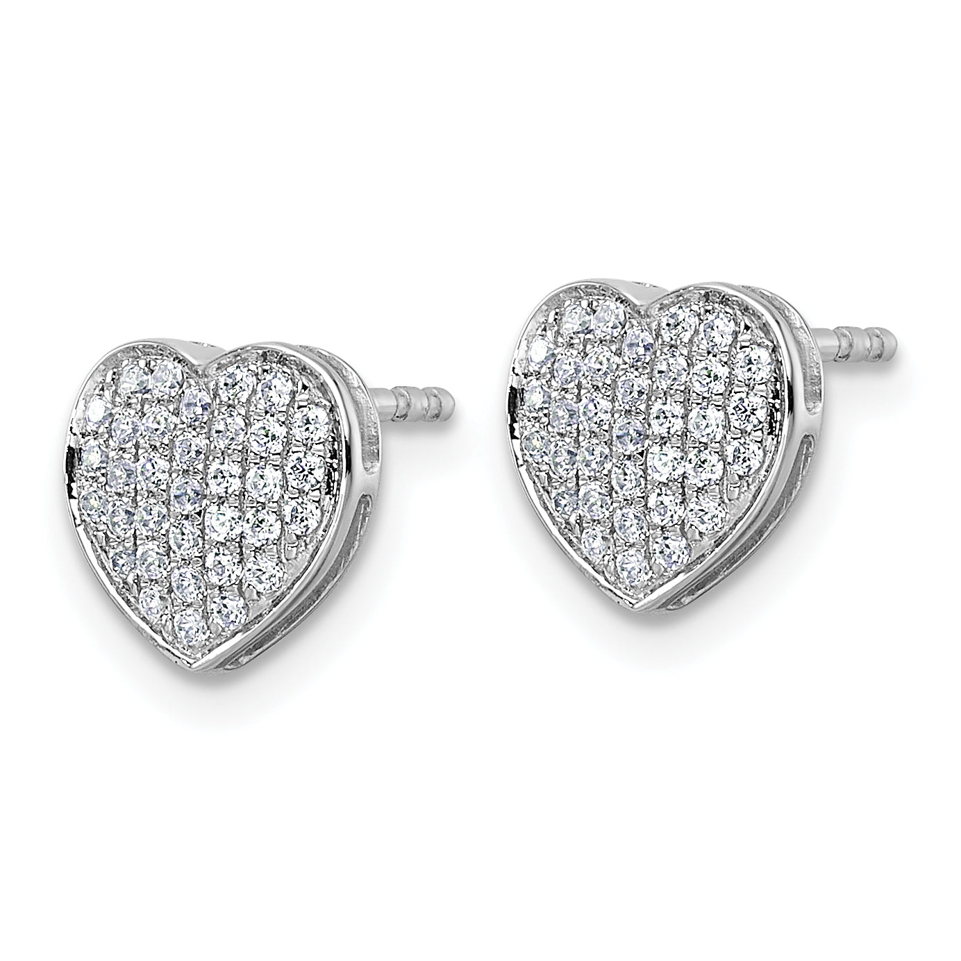 14k White Gold Diamond Heart Post Earrings