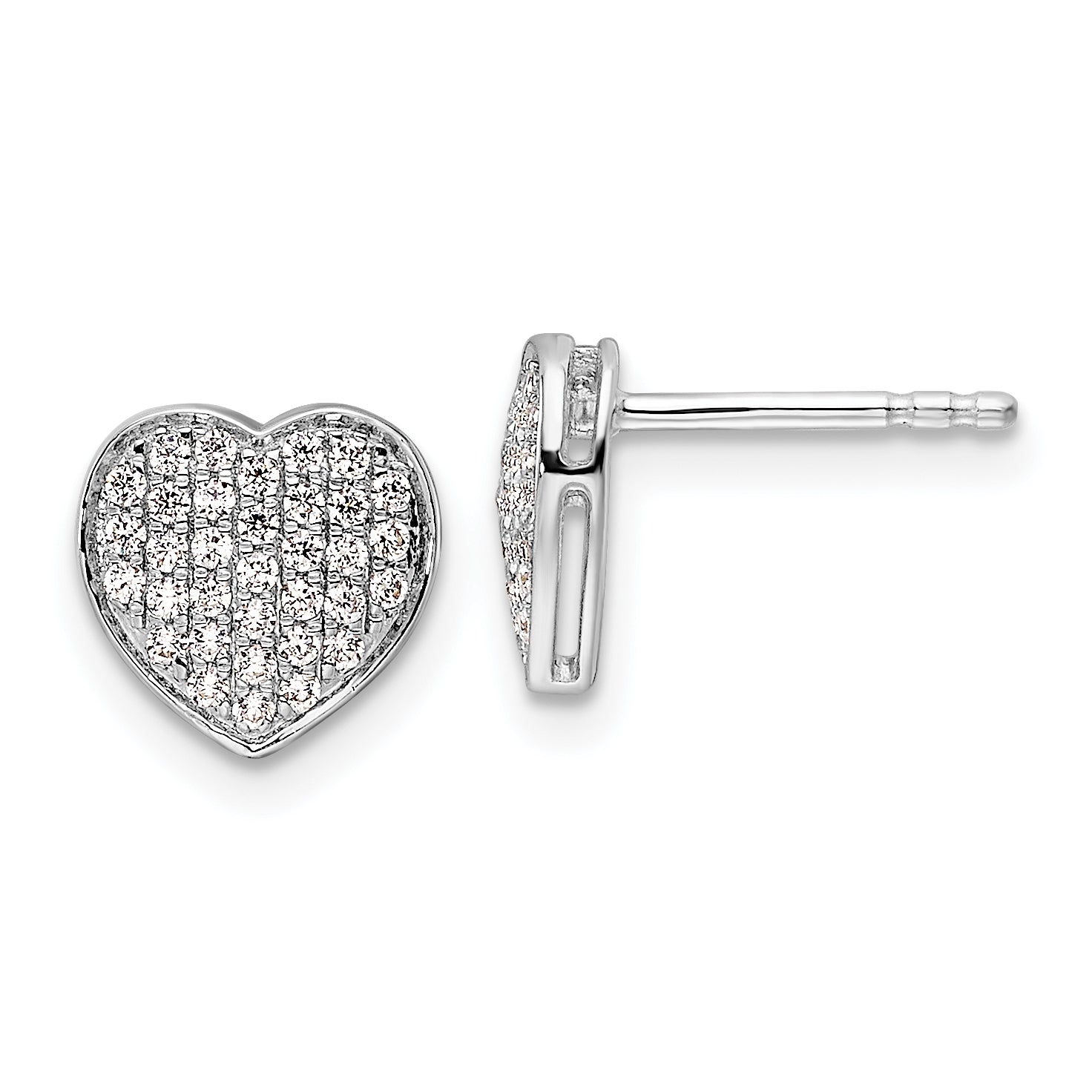 14k White Gold Diamond Heart Post Earrings