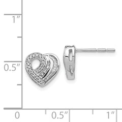 14k White Gold Diamond Heart Post Earrings