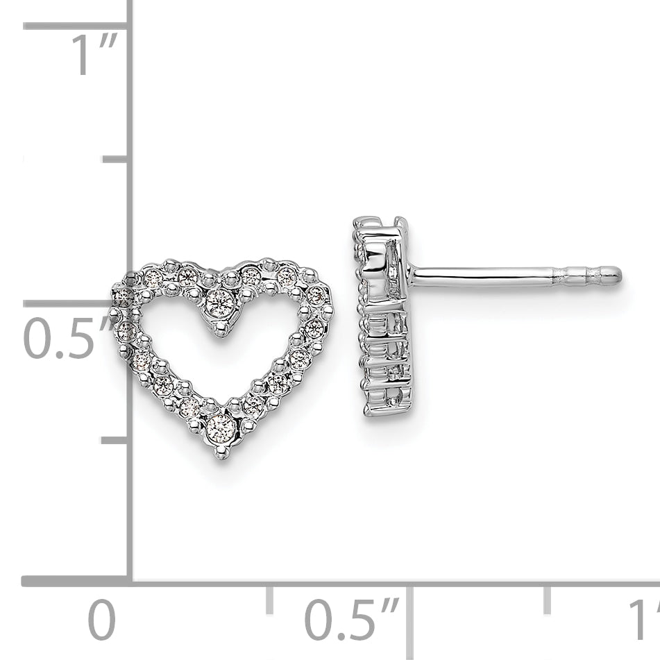 14k White Gold Diamond Heart Earrings