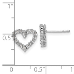 14k White Gold Diamond Heart Earrings