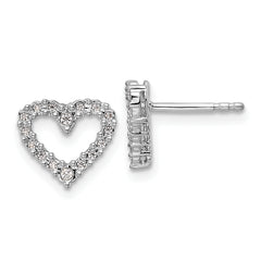 14k White Gold Diamond Heart Earrings