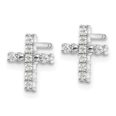 14k White Gold Polished Diamond Cross Post Earrings