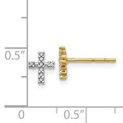 14k w/Rhodium Diamond Cross Post Earrings