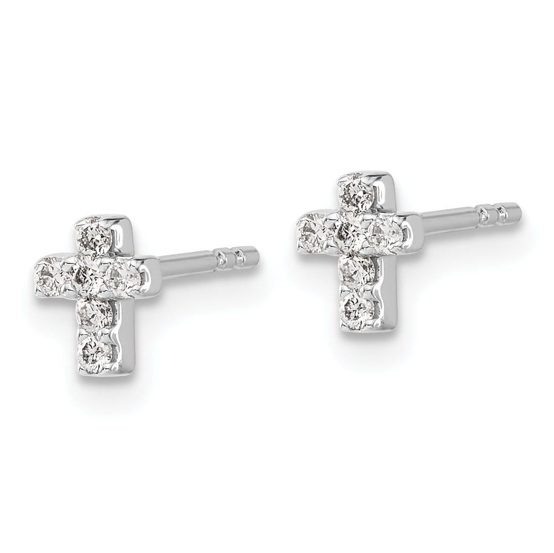 14k White Gold Diamond Cross Earrings