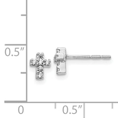 14k White Gold Diamond Cross Earrings