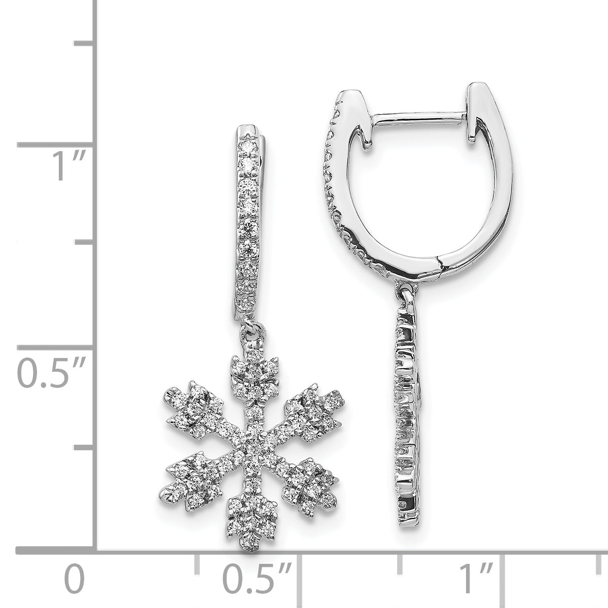 14k White Gold Diamond Snowflake Earrings