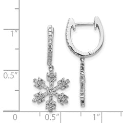 14k White Gold Diamond Snowflake Earrings