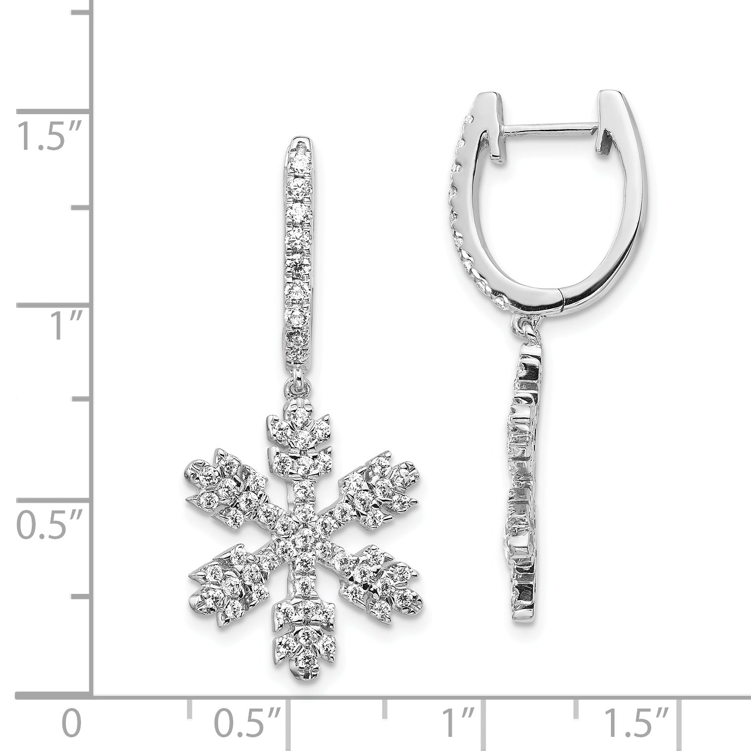 14k White Gold Diamond Snowflake Earrings