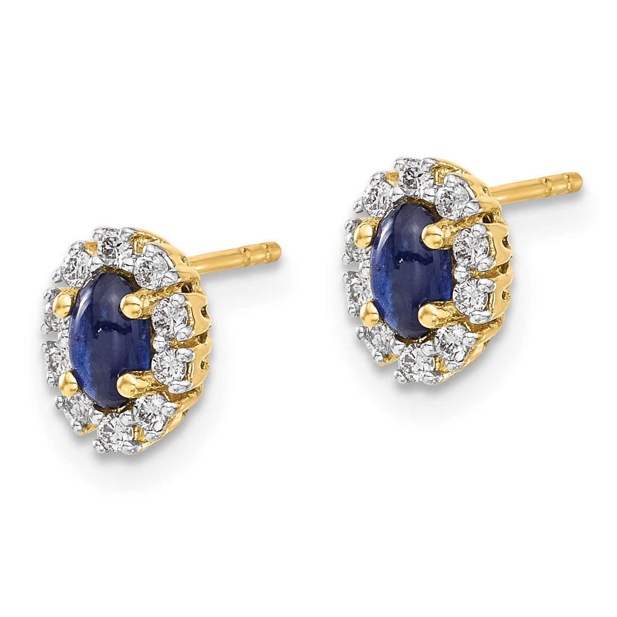 10k Yellow Gold Diamond and Sapphire Oval Halo Earrings