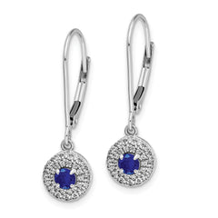 14K White Gold Lab Grown Diamond Cr Sapphire Leverback Earrings