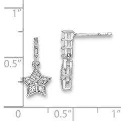 14k White Gold Diamond Star Dangle Earrings