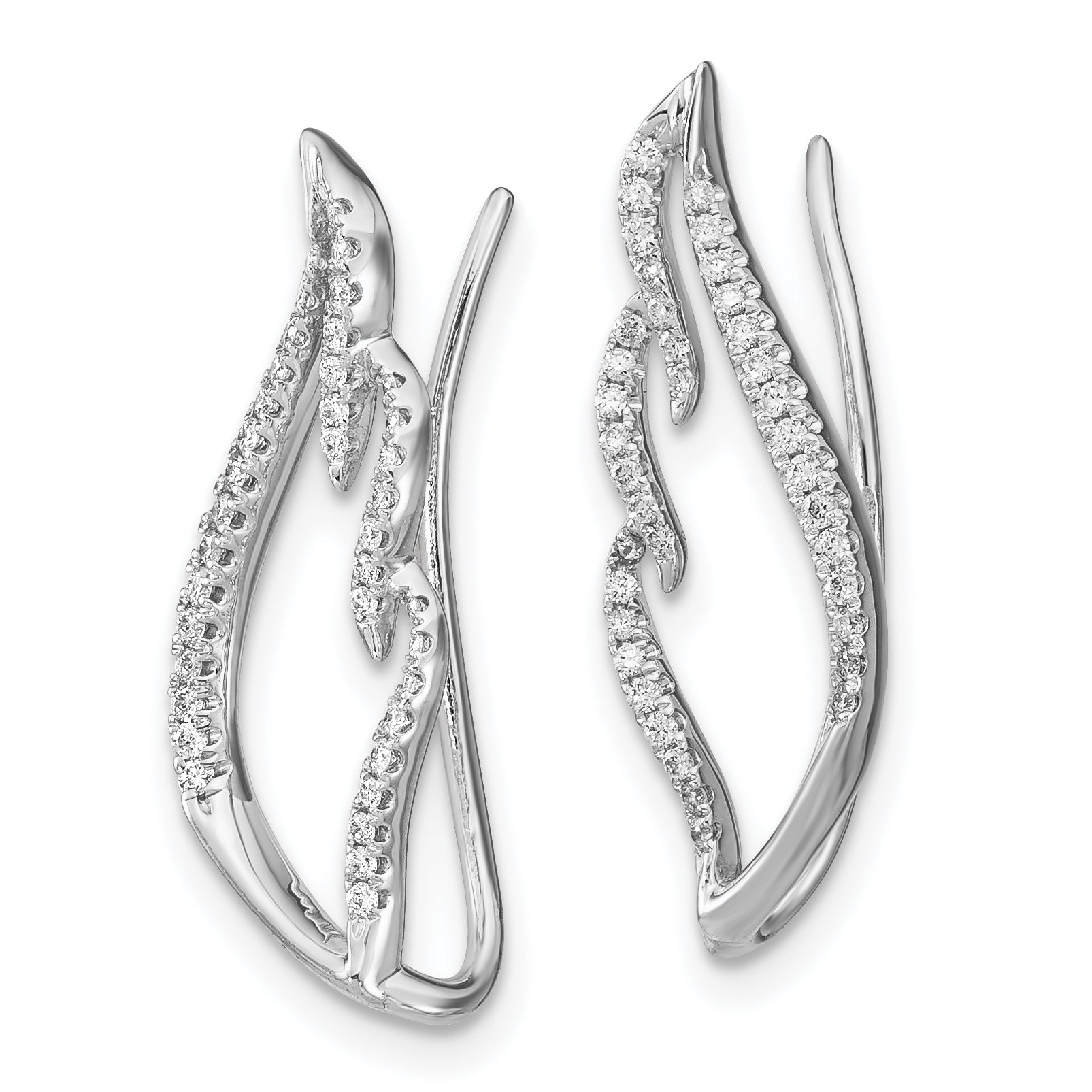 14k White Gold Diamond Wing Ear Climbers