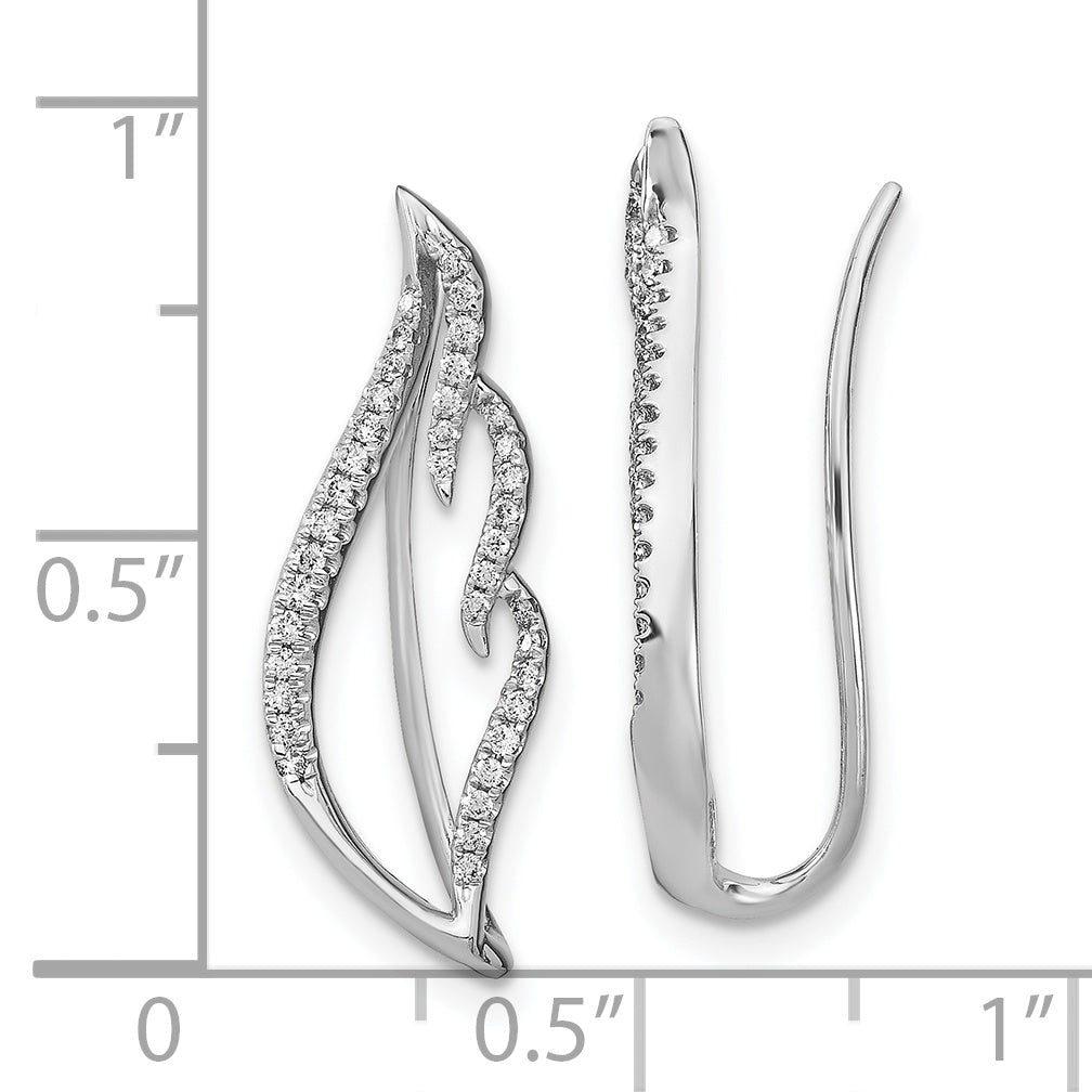 14k White Gold Diamond Wing Ear Climbers