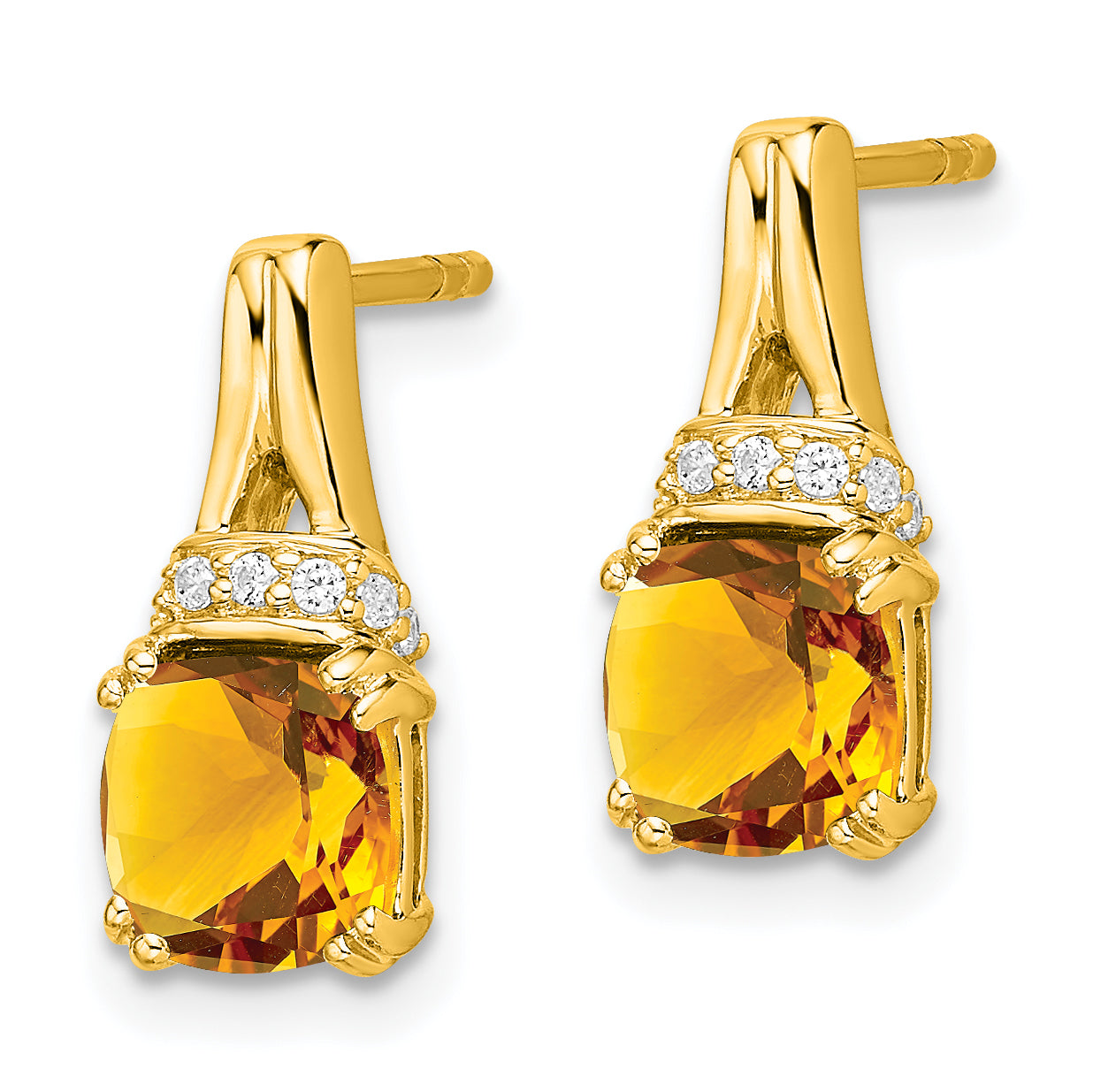 10k Yellow Gold Citrine and Diamond Earrings