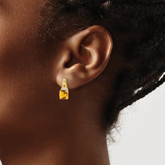 10k Yellow Gold Citrine and Diamond Earrings