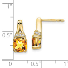 10k Yellow Gold Citrine and Diamond Earrings