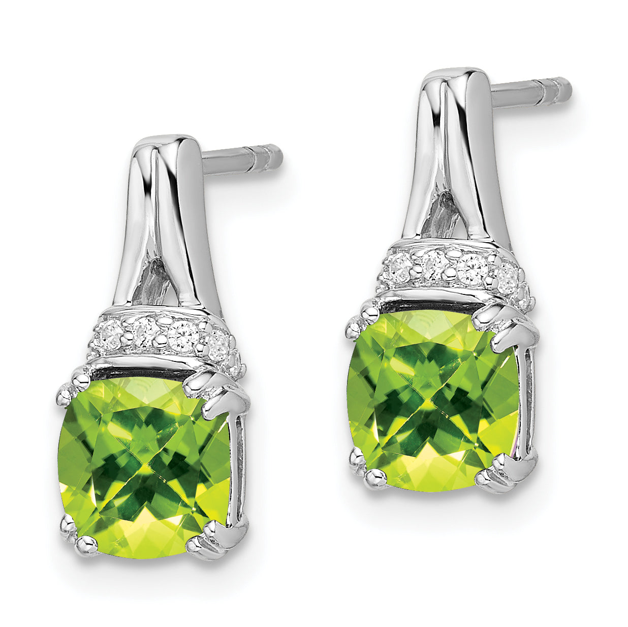 10k White Gold Peridot and Diamond Earrings