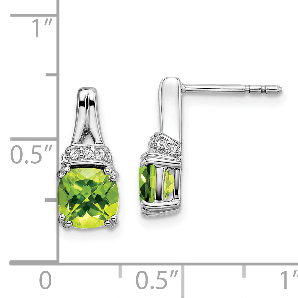 10k White Gold Peridot and Diamond Earrings