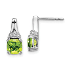 10k White Gold Peridot and Diamond Earrings