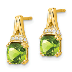 10k Yellow Gold Peridot and Diamond Earrings