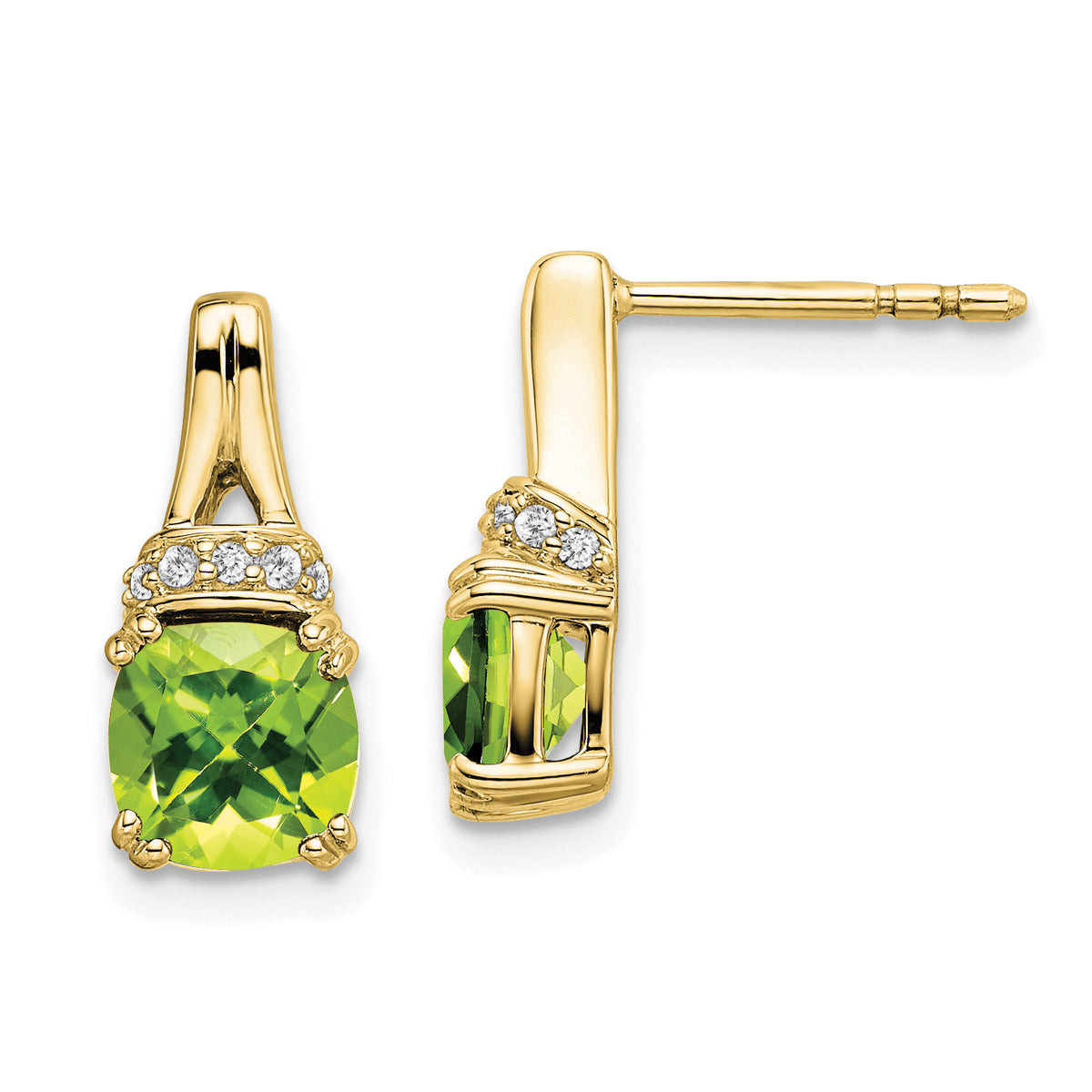 10k Yellow Gold Peridot and Diamond Earrings