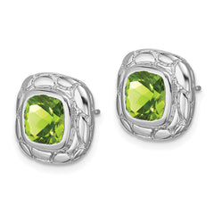 Sterling Silver Rhodium Plated Peridot Earrings