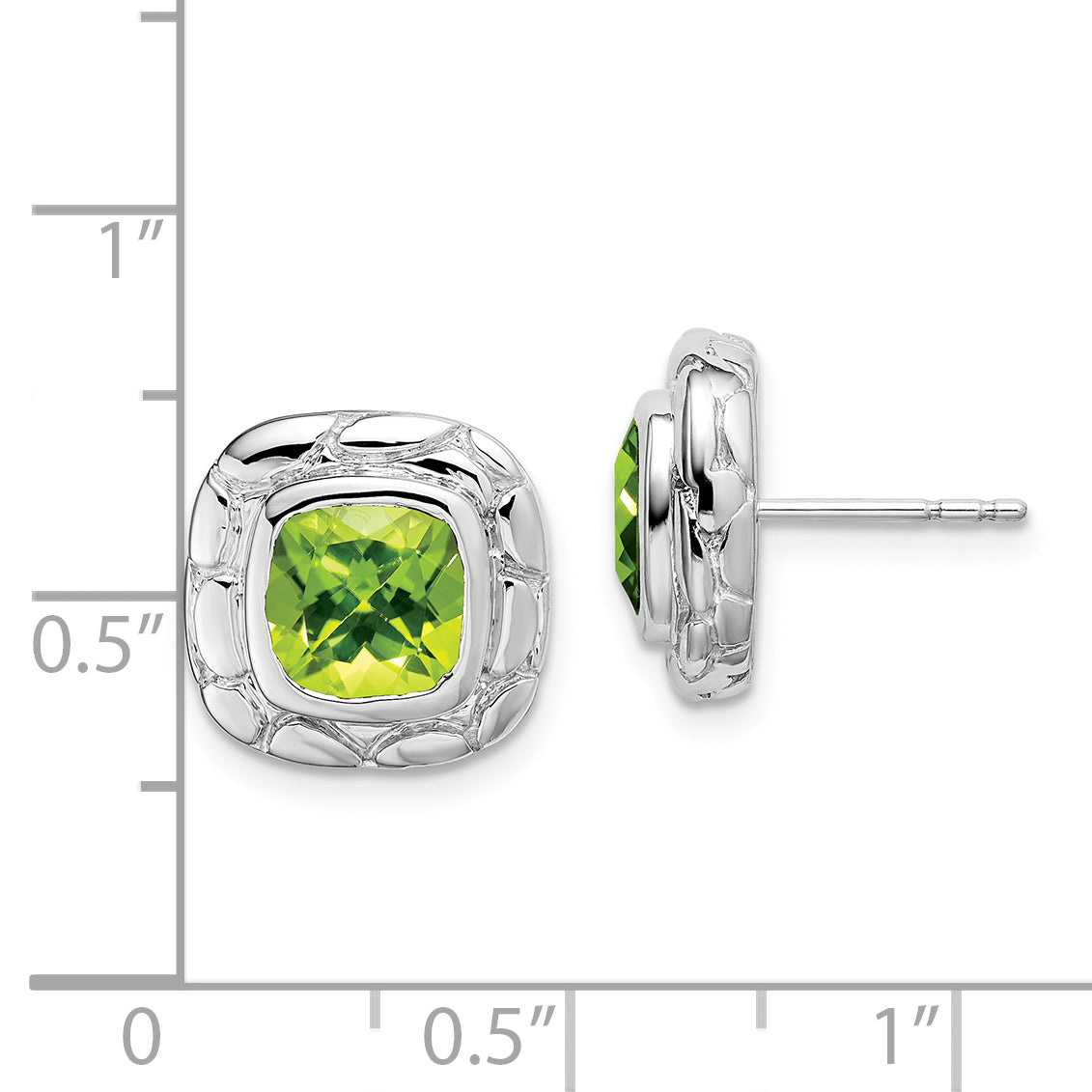 Sterling Silver Rhodium Plated Peridot Earrings