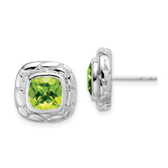 Sterling Silver Rhodium Plated Peridot Earrings