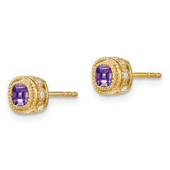 10k Cushion Amethyst and Diamond Earrings