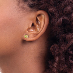 10k Cushion Peridot and Diamond Earrings