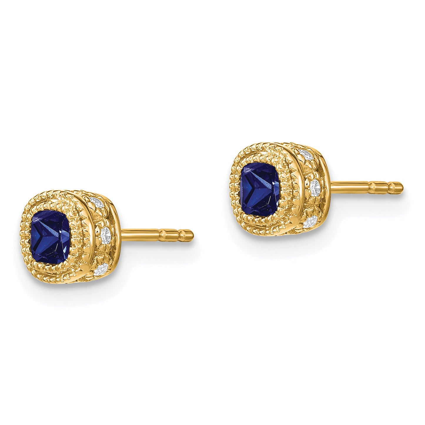 10k Cushion Sapphire and Diamond Earrings