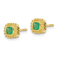 10k Cushion Emerald Earrings