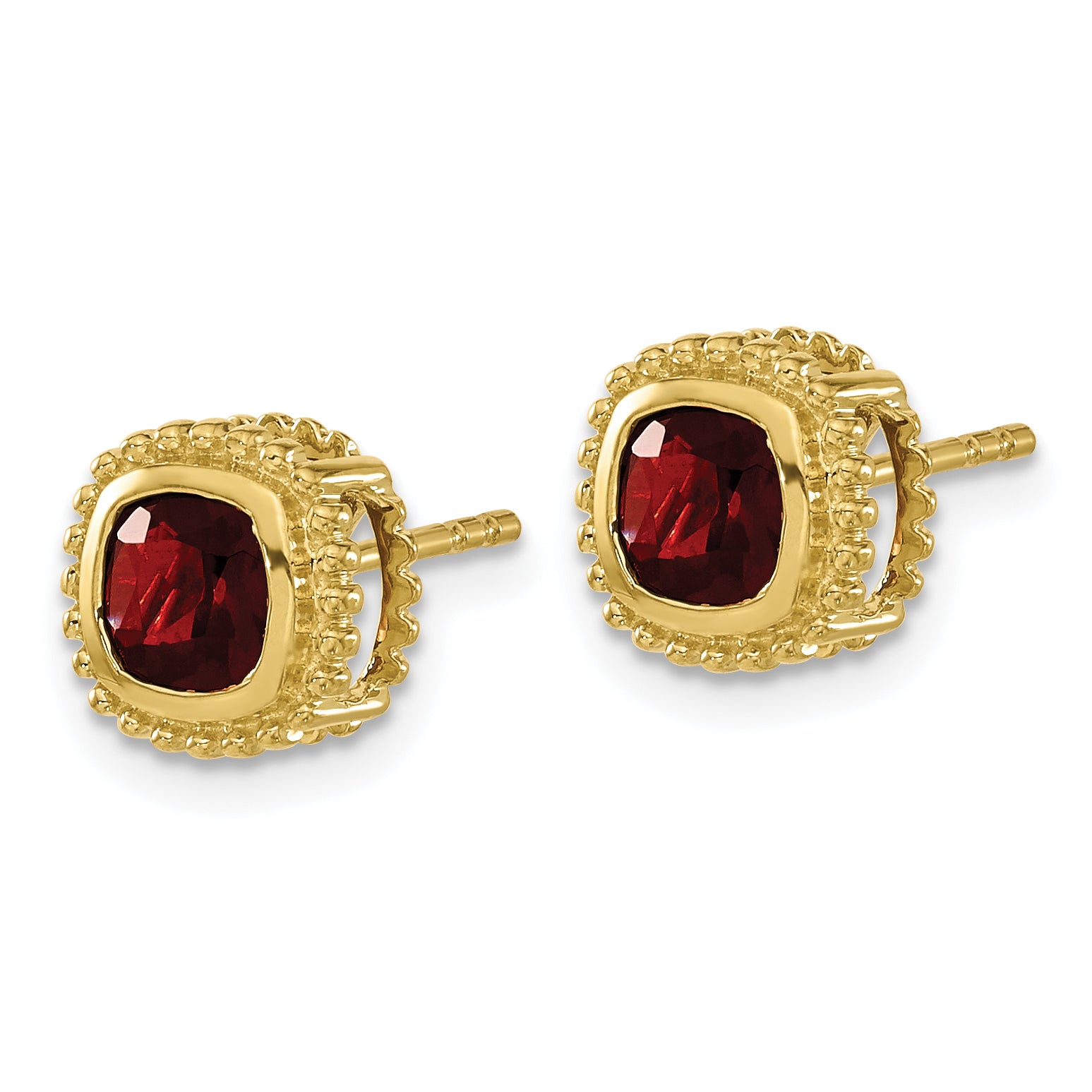 10k Cushion Garnet Earrings