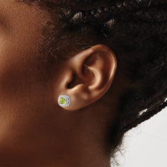 10k White Gold Cushion Peridot Earrings