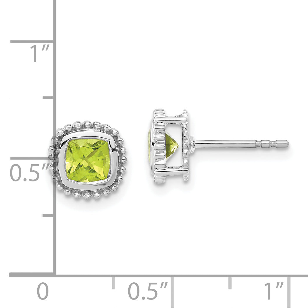 10k White Gold Cushion Peridot Earrings