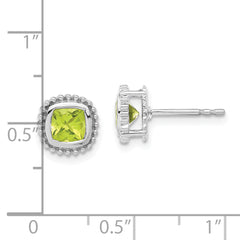 10k White Gold Cushion Peridot Earrings