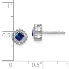 10k White Gold Cushion Sapphire Earrings